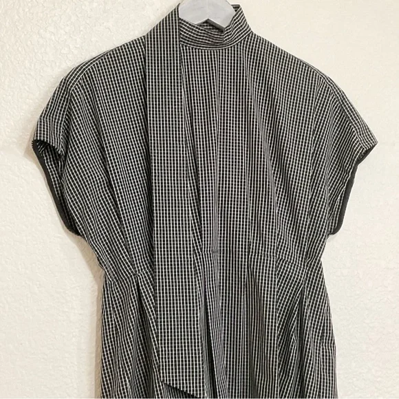 Fame and Partners Sebastian Top 40s Style Button Back Peplum Grid Windowpane - Picture 7 of 13